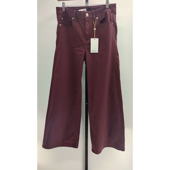 Quince Bella Stretch Wide Leg Jeans Wine Tasting Pants 30 burgundy - Picture 2 of 5